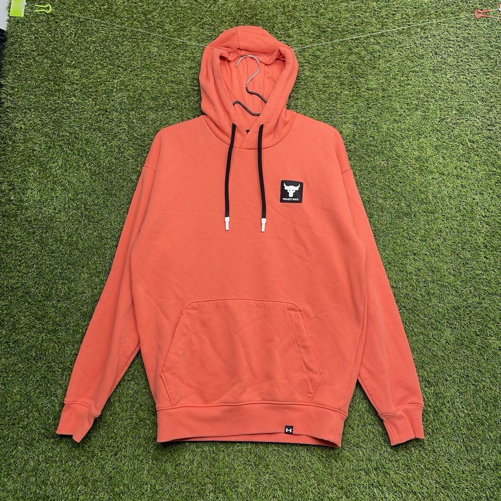 Under Armour Project Rock Hoodie Mens Small Heavyweight Terry CORAL Gym UA